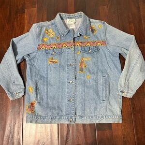 Vintage Quacker Factory Denim Patriotic Jacket Size Medium Embroidered Angel